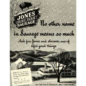  1950 Ad Mary P. Jones Dairy Farm Sausage Fort Atkinson 