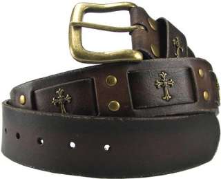 Distressed Brown Studded Leather Cross Belt S M L XL XX  