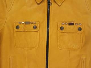 NWT womens Rag & Bone Blondie Bomber leather jacket in yellow sz 4 $ 