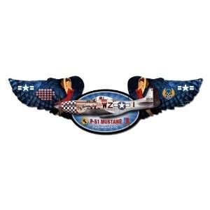  Mustang Winged Metal Sign: Home & Kitchen