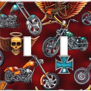  Switch Plate Cover Art Choppers & Skulls Car DBL