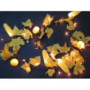  Lighted Autumn Leaf Garland with Corn/Pumpkins: Home 