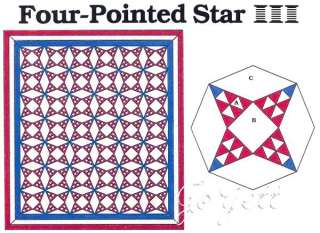 Four Pointed Star Quilt Block & Quilt quilting pattern & templates 