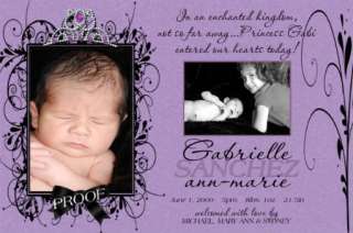 Black Pink Pearl Baby GIRL Birth Announcements 50 +Des  