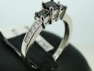   LADIES 3 STONE BLACK DIAMOND ENGAGEMENT ANNIVERSARY WEDDING BAND RING