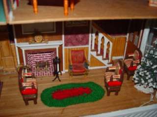 Vintage Custom Handcrafted Doll House Decorated Christmas 5 Rooms 