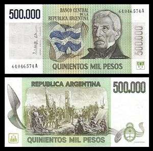 Argentina P 309 500,000 Peso Unc Banknote South America  