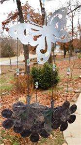   Metal Butterfly & Flowers 19 Wind Chime NIB Free USA Shipping  