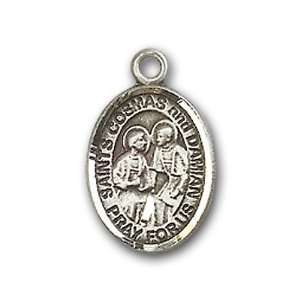   Medal with Sts. Cosmas & Damian Charm and Godchild Pin Brooch Jewelry