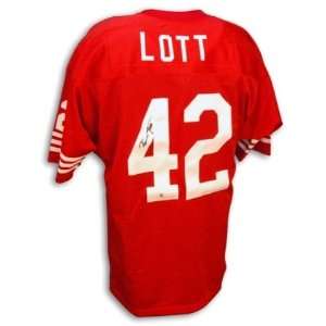 Ronnie Lott Signed San Francisco 49ers t/b Red Jersey:  