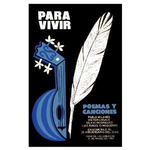 Poster.  Para vivir  Poems & songs. Decor with Unusual images. Great 