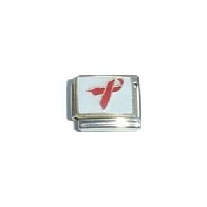   Clearly Charming Red Ribbon HIV/AIDS Awareness Italian Charm Jewelry