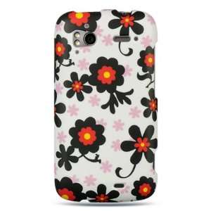  VMG HTC Sensation Design Case   White w/ Black Pink Daisy 