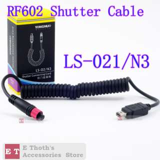 LS 021/N3 RF 602 YN 126 Remote Cable Nikon D90 D5000  