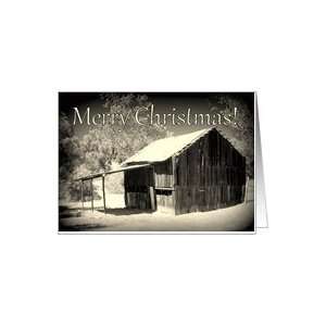  Old Tin Roof Barn Winter Merry Christmas Card Health 