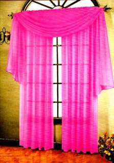 SHEER / SHEERS VOILE CURTAINS 63 LONG BRIGHT ROSE  