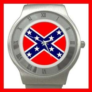 Rebel Confederate Flag Nation Stainless Steel Watch  