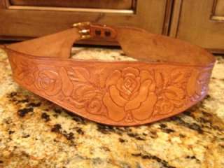 Western Leather Tooled Belt Roses Womens  