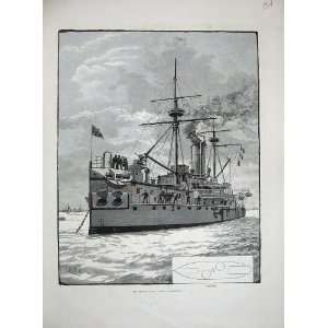   1885 Wells Fine Art Ship H.M.S Agamemnon Deck Plan Sea