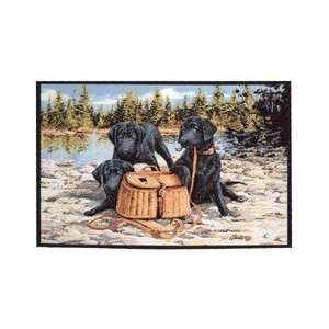  Gone Fishing (Black Labs w/Creel) Wildlife Rug