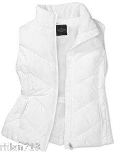   White Puffy Puffer Bubble Vest Zip Up Partial Fleece Lining Sleeveless