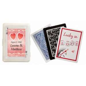 Wedding Favors Dual Heart with Scroll Theme Personalized Playing Card 