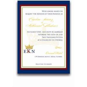  50 Rectangular Wedding Invitations   Monogram Crown 