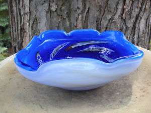 Deep Blue Agate Pattern Murano Glass Tray/Candy Dish  