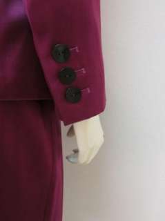   LAURENT YSL Vintage Purple Satin Jacket & Skirt Suit Set sz 42 / 10