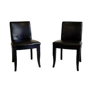   Prima Leather Dining Chairs, Espresso Brown, Set of 2: Home & Kitchen