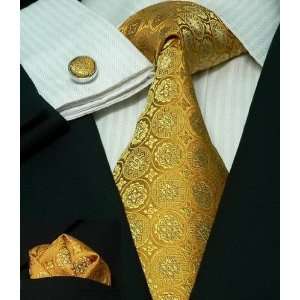  Mens Paisley Golden 100% Silk Tie Set TheDapperTie 11F 