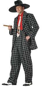 Black and White Checkered Zoot Suit Costume Large, with Hat, Red 