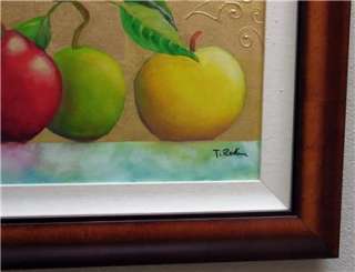 FRUIT MEDLEY fruit original oil painting burl frame  
