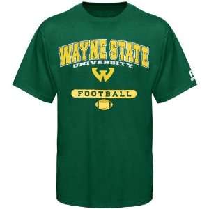  Russell Wayne State Warriors Green Football T shirt 