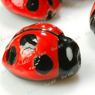 10pcs Red Animal beetle Charm Porcelain Bead 17mm PB028  