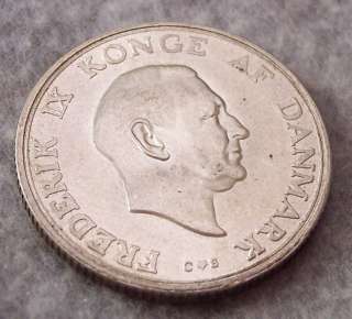 1958 Denmark 2 Kroner Unc .8 Silver King Frederick Princess Margrethe 
