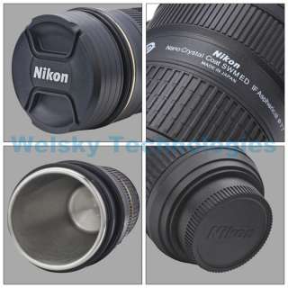 ZOOM ABLE! Nikon 24 70mm THERMOS Coffee Mug /Camera Lens Cup + Pouch 