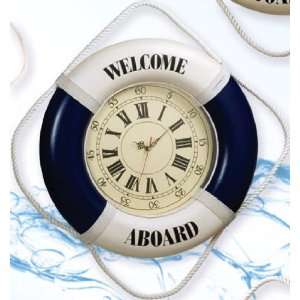   20 Inch Clock Welcome Aboard Blue Nautical Life Ring: Everything Else