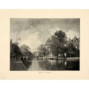1899 Print Alkmaar Painting Scenery Bridge Architecture Canal Dutch 