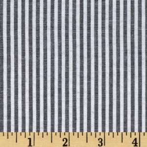  58 Wide Woven Cotton Seersucker Stripes Grey/White Fabric 