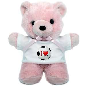  Teddy Bear Pink I Love Soccer or Football 
