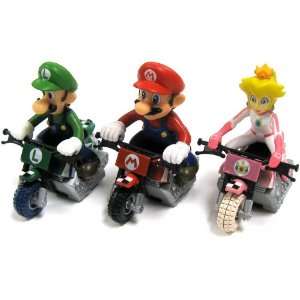   Inch Set of all 3 Pull Back Bikes Mario, Luigi Peach Toys & Games