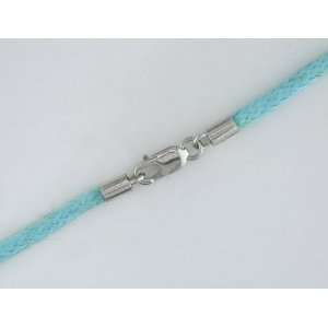   Light Blue Twisted Silk Cord Necklace With Lobster Clasp: Jewelry