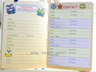   Sanrio KeroKero Keroppi Frog Schedule Weekly Planner Datebook  