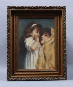 MAJOR AMERICAN MUSEUM QUALITY SIGNED PORTRAIT MOTHER & CHILD WOMAN OIL 