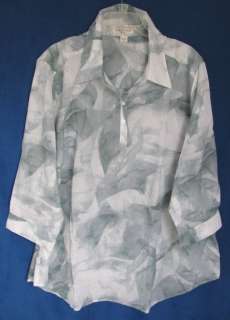 Coldwater Creek Abstract Clouds Pullover Style No Iron Blouse  
