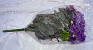 12 OPEN ROSES ~ DARK PURPLE Soft Silk Wedding Flowers Bouquets 