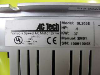 AC Tech SL205S Variable Speed AC Drive Used Lot (3)  