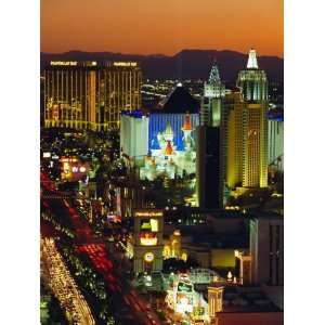 Elevated View of Casinos on the Strip, Las Vegas, Nevada, USA Premium 