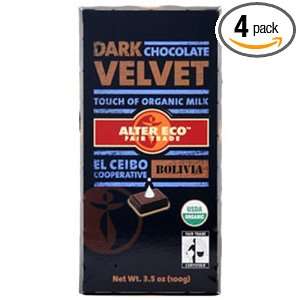 Alter Eco Dark Velvet Chocolate Bar, 3.5 Ounce Bars (Pack of 4 